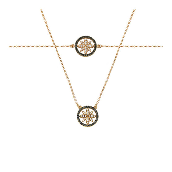 Necklace - Bracelet In Rose Gold With Zircon